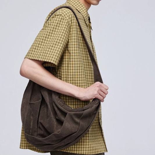 Men's Fashion Suede Pleated Crossbody Bag